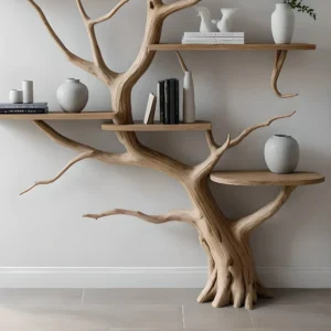 Tree-Shaped Bookshelf – Wooden Decorative Shelf for Living Room & Kids’ Room