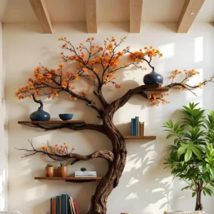 Handmade Wooden Tree Bookshelf – Unique & Artistic Home Decoration