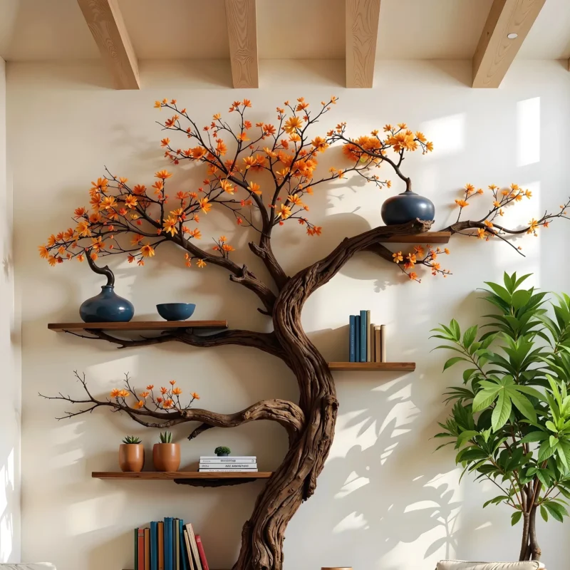 Handmade Wooden Tree Bookshelf – Unique & Artistic Home Decoration